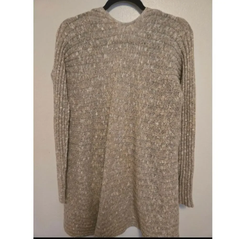 Free People Waterfall Cardigan XS Taupe Wool Blend Draped Boho Granola Sweater
